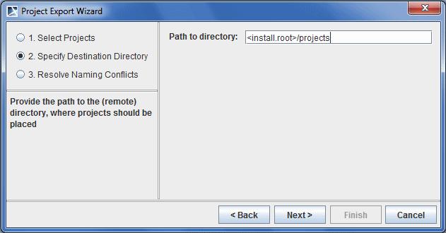 Managing Teamwork Server 3. Select the directory to export the selected project. This can be either a new directory or a directory where the built-in-type repository is stored. 4.