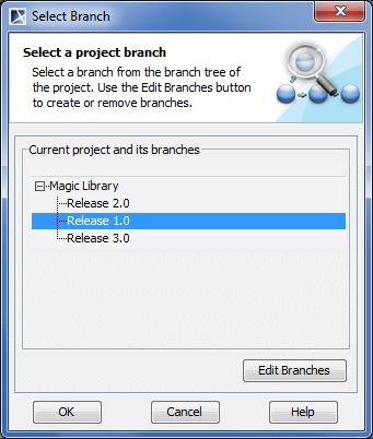Project Branching in Teamwork 3. Press the... button. The Select Branch dialog opens. 4. Select a project branch and click OK.