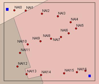 The search area is the black rectangle surrounding the area containing the NAIs; the sensor is not allowed to search outside of this rectangle.