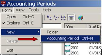Figure 6.0 4. Once you have created the new accounting year you must set your Current Accounting Period to any period in the new year.