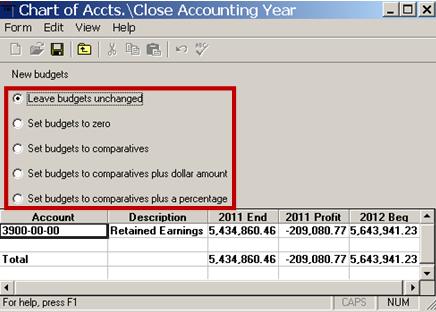 NOTE: You will have more than one Retained Earnings account displayed if you are using sub-accounts and you had selected to set Retained Earnings by sub-account at the time Set Retained Earnings was