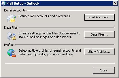 3. Open the Start menu, select Control Panel, select User Accounts, and then open the Mail control