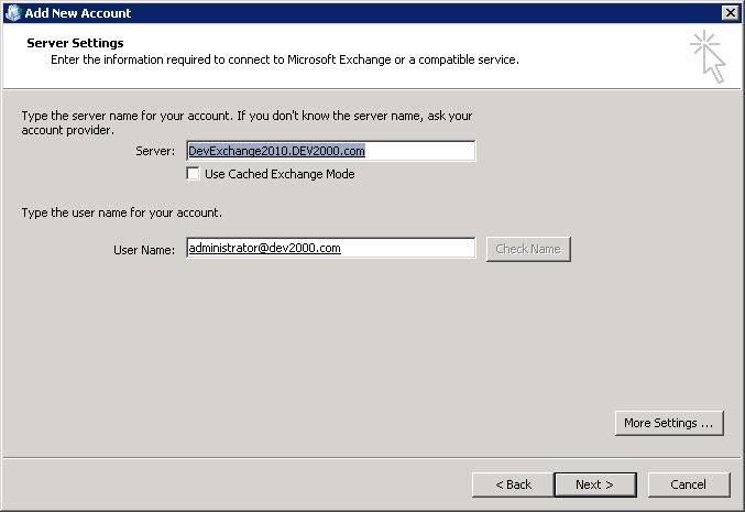 Exchange Server settings 9. Click Finish to close the wizard. New email account added complete 10.
