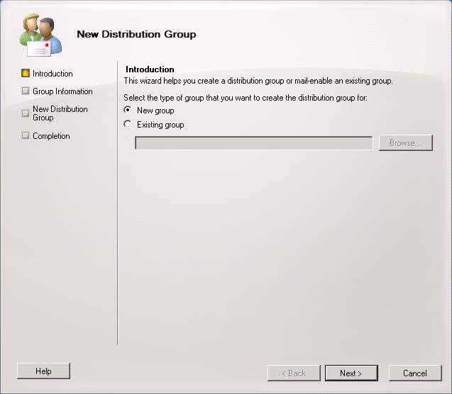 Right-click the Distribution Group node and select New Distribution Group. 3.