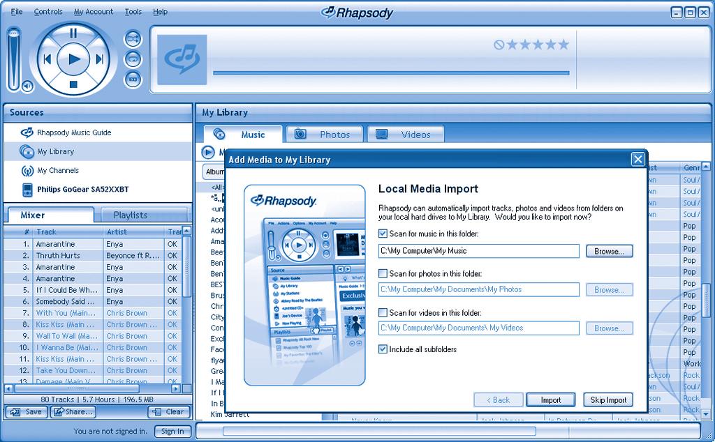 5 In the pop-up window, check the box next to Scan for music in this folder:. 6 6 > By default, the pop-up window shows the music in the My Music folder on your computer. Click Browse.