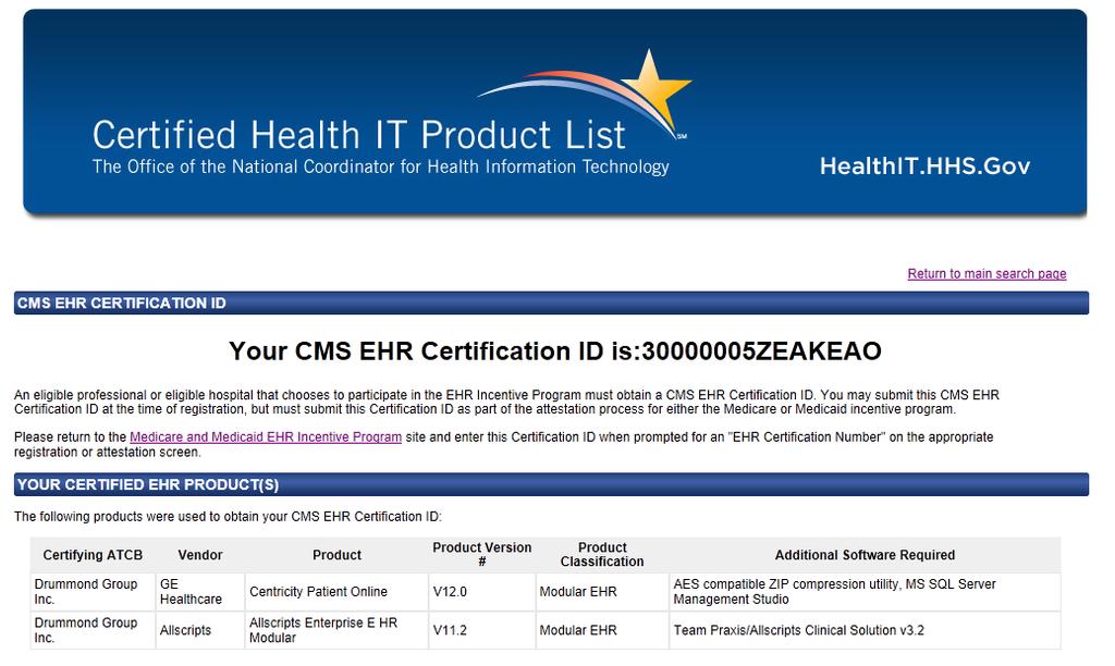 Obtaining the CMS EHR Certification ID Take note of the