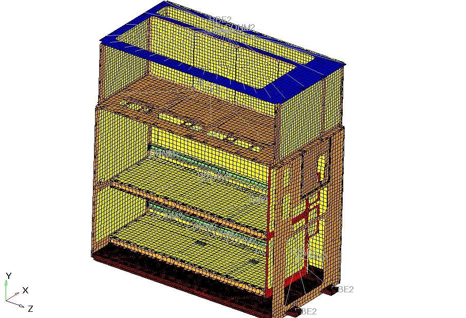 Figure 4.9: FE model of TRU unit The weight of the complete meshed structure was 273 kg, which can be compared to the actual TRU with a weight of 274 kg.