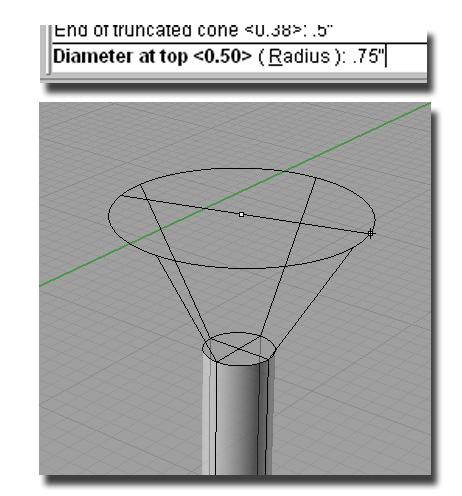 Height of the TRUNCATED CONE is set to ½ (.