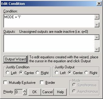 This will bring up the "Edit Conditions" dialog box. Add the condition MODE = '1' in the "Conditions" box.