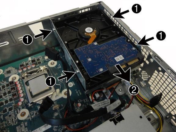 7. To remove a 3.5-inch hard drive, you do not have to remove the drive cage from the computer.