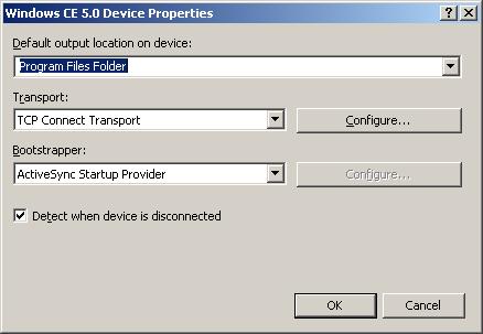 From the Show devices for platform pulldown menu, select Windows CE 5.0. (This selection is also valid for Windows Embedded CE 6.0.) 5.