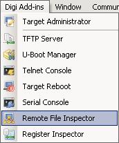 6. Transfer the application to the target using Remote File Inspector Now use the Remote File Inspector to transfer the application executable into the