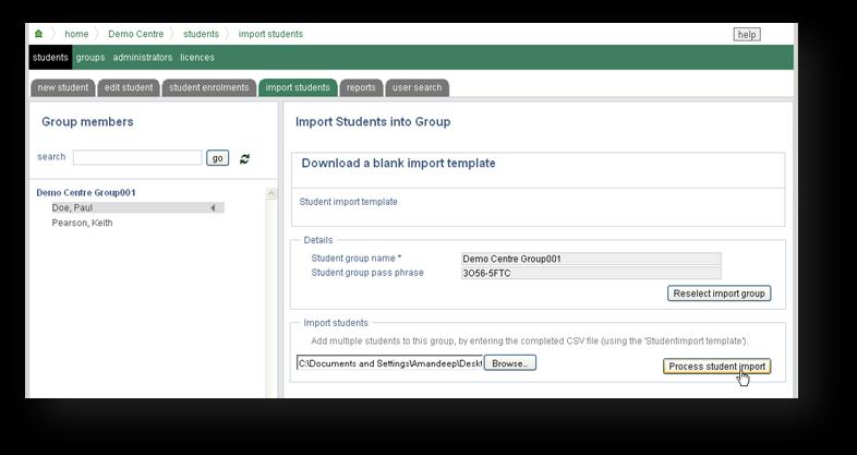 6. Click the Import Students tab 7. Click the Student Import Template to download a sample template. 8. Save the CSV file to a memorable location and open it. 9.