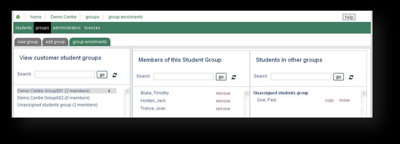 6. Click on the group you want to enrol. All students in the selected group will be displayed in the middle column. Any students not associated with this group, will appear in the right column. 7.