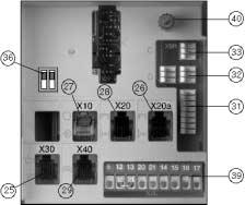 3. Pictures to control unit Control 44 / Control 45 Plug connections: 5. X30 Closing edge safety device. X0a Electronic aerial 7. X0 External control elements. X0 External photocell 9.