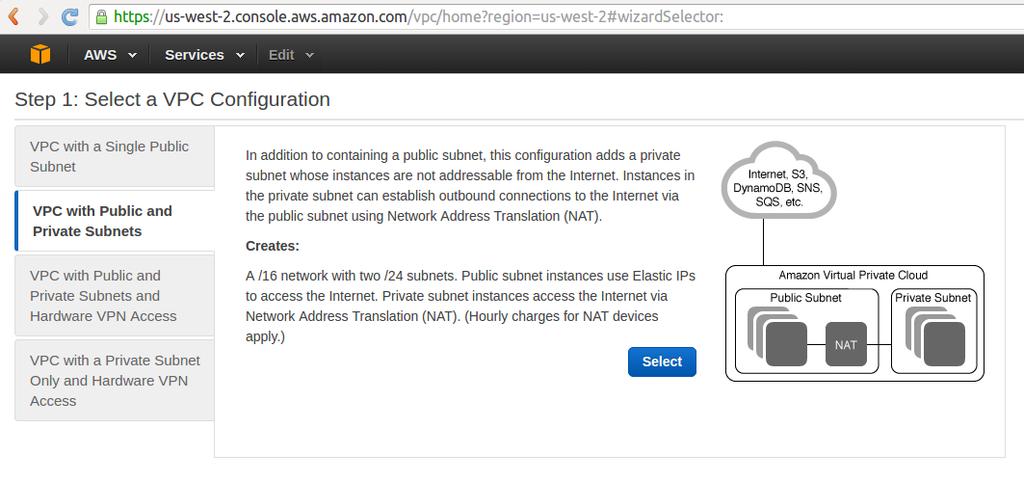 Select the Public and Private subnet option.