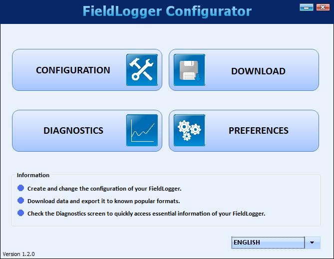CONFIGURATION AND DATA DOWNLOAD SOFTWARE The configuration software (Configurator) allows you to configure FieldLogger, download and export logging data and read input channels and status information.