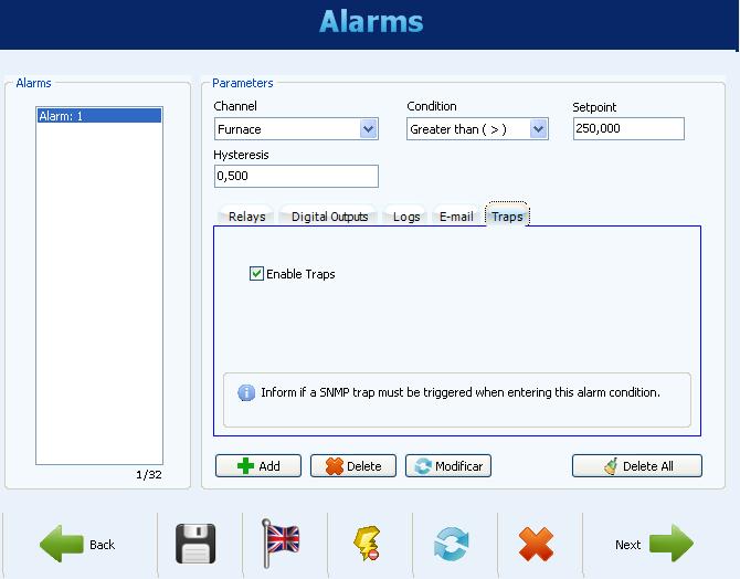 Alarms Configuration - Alarm added to the list Limatherm Sensor Sp. z o.o. Tarnowska 1, 34-600 Limanowa, tel.