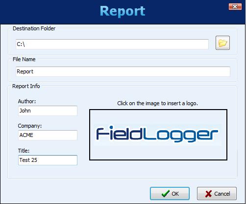 Upon completion of the export process, a window is displayed showing its success. Report generation The file name and destination folder must be entered.