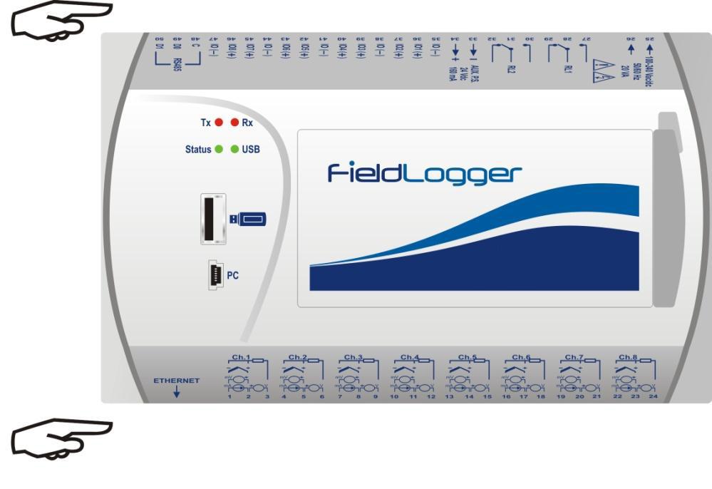 FieldLogger, whenever detecting such a situation, informs it by continuously flashing the Status led three times in a row (check the Flags (LEDs) section).