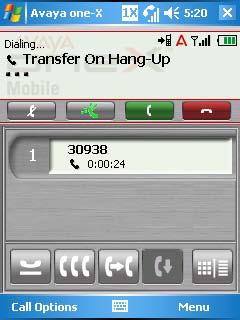 Handling Calls Transfer a Call To transfer an active call: 1. Select. You are prompted to dial the number or select a contact as shown below. 2.