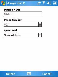 Basic Call Handling 6. Select the contact. The contact s name, number, and the next available speed dial number appear as shown below. 7.