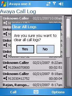 Basic Call Handling 4. Select Clear All Logs.
