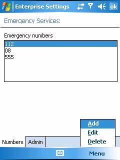 The emergency numbers are displayed 6. Select the Menu soft key.