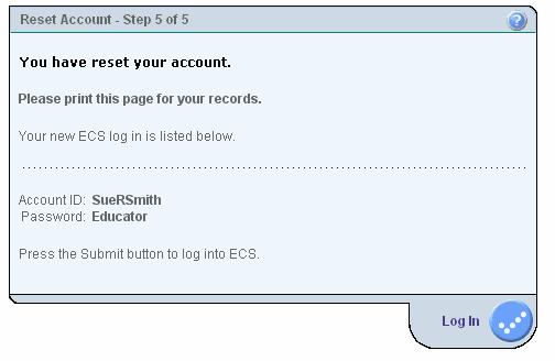 The last step displays your new Account ID and Password.