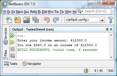 Application Deconstructed <TaxesOwed.java> if (income <= NO_TAX_AMOUNT) { taxesowed = 0.