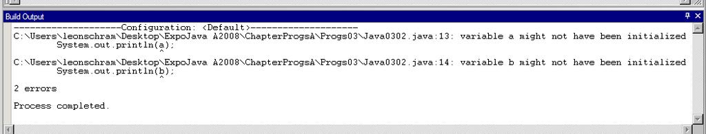Figure 3.2 Continued Program Java0302.java is almost identical to the previous program minus the assignment statements.