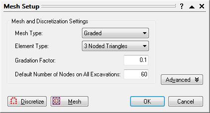3) DISCRETIZATION & MESHING The next step is to generate the finite element mesh. In PHASE 2, meshing is a simple two-step process.