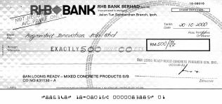 Analysis of Malaysian Bank Cheques Malaysian banks use their own cheque template, which vary from one another in terms of their layout, background and format.