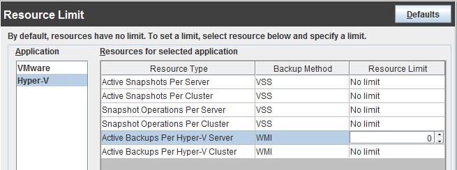 Configure NetBackup communication with Hyper-V Setting global limits on the use of Hyper-V resources 32 3 Click Hyper-V.