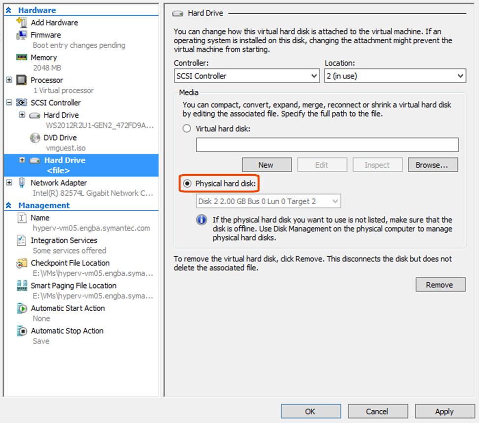 Configure Hyper-V Intelligent Policies Restoring a VM that was backed up with a Hyper-V Intelligent Policy and that has a pass-through disk 93 7 To add the