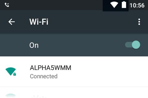 The currently-active SSID is displayed on the Wi-Fi menu. Navigate to Settings> Admin settings> Wi-Fi.