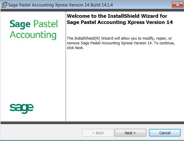 old Locate the Sage Pastel Installation file (This is the file used to