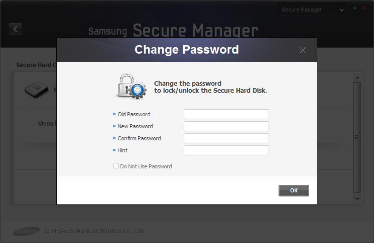 Chapter 3 Functions of Samsung Drive Manager Note: Secure hard disk functions