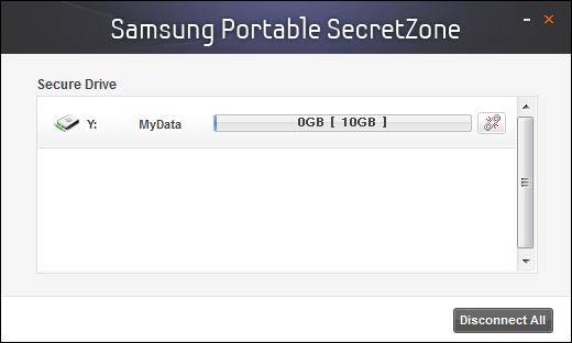 Chapter 2 Using Samsung Drive Manager [Image] Samsung Portable SecretZone Connection Screen Disconnection On the Samsung Portable