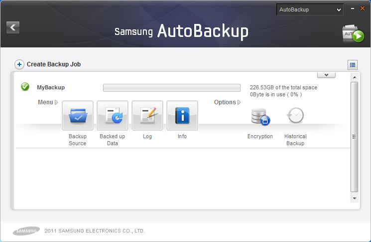 Chapter 3 Functions of Samsung Drive Manager Backup Job List The Backup Job List contains information such as created backup jobs, backup job status, backup size and settings.