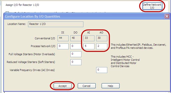 70. Increase the AI quantity by 5, to 38, and increase the AO quantity by 2, to 32. Click out of the I/O count fields. This will account for the new I/O points in the totals.