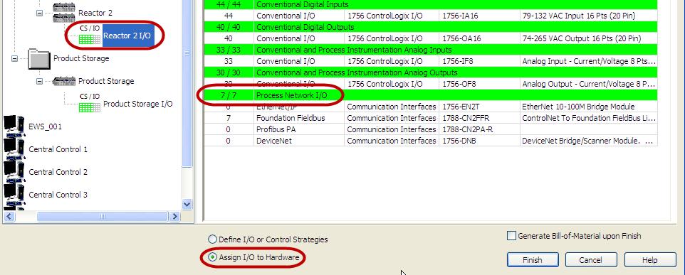 Check the I/O assignments for Reactor 2 I/O and verify that the seven process network I/O points are there.