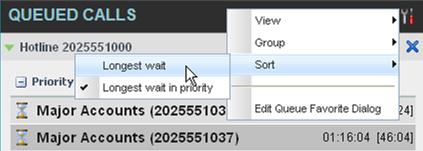 6 Group Queued Calls You can group queued calls by their priority bucket. To group or ungroup queued calls: 1) In the Queued Calls pane, click Options.