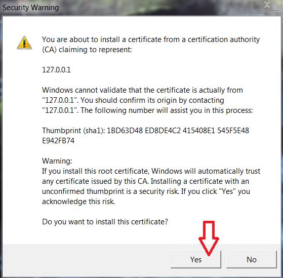 18.3.1 Microsoft Windows Certificate Store If the certificate is not yet imported to the certificate store, the following dialog box appears.