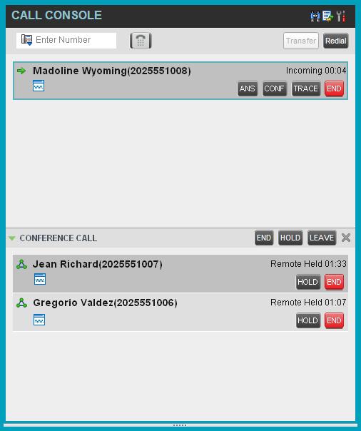 6.3.2 Group Calls Figure 47 Call Console View Current Calls Your current calls can be grouped by the call center