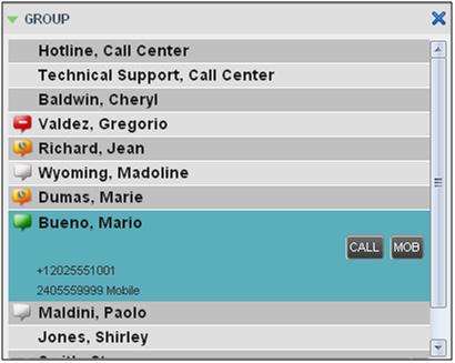 Figure 77 Group Panel Contact Details 9.1.5 Select Display Order Contacts in the Group/Enterprise, Agents, and Supervisors directories can be displayed by either their first name or last name first.