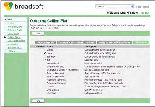 Figure 187 Calling Plans Outgoing Calling Plan (Call Me Now Tab) 1) On the User Calling Plans menu page, click Outgoing Calling Plan. The User Outgoing Calling Plan page appears.