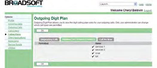 1) On the User Calling Plans menu page, click Outgoing Digit Plan. The User Outgoing Digit Plan page appears.