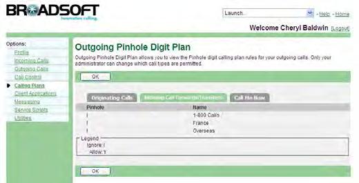 7.5.2 Display Pinholes in Your Outgoing Plans for Forwarding/Transferring Calls Use this procedure to display the pinholes in your Outgoing Calling Plan (OCP) and Outgoing Digit Plan (ODP) for