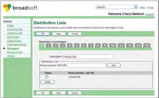 10.4.2 Add or Delete Distribution List Entry Use this procedure to add a phone number or SIP-URI address to a distribution list, or to delete one from it.
